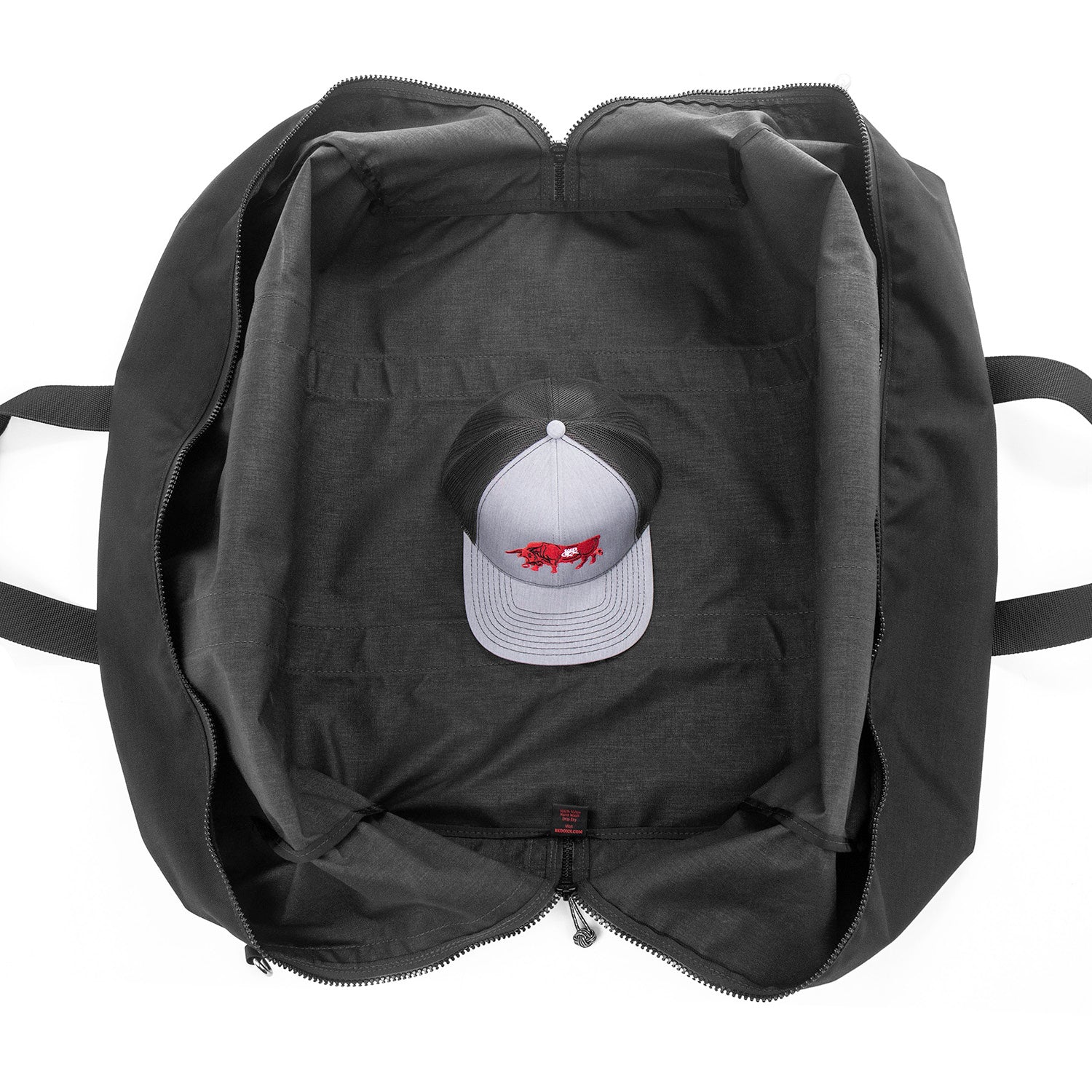 Large Aviator Kit Bag with Hat to show scale, bag is all the way open. 