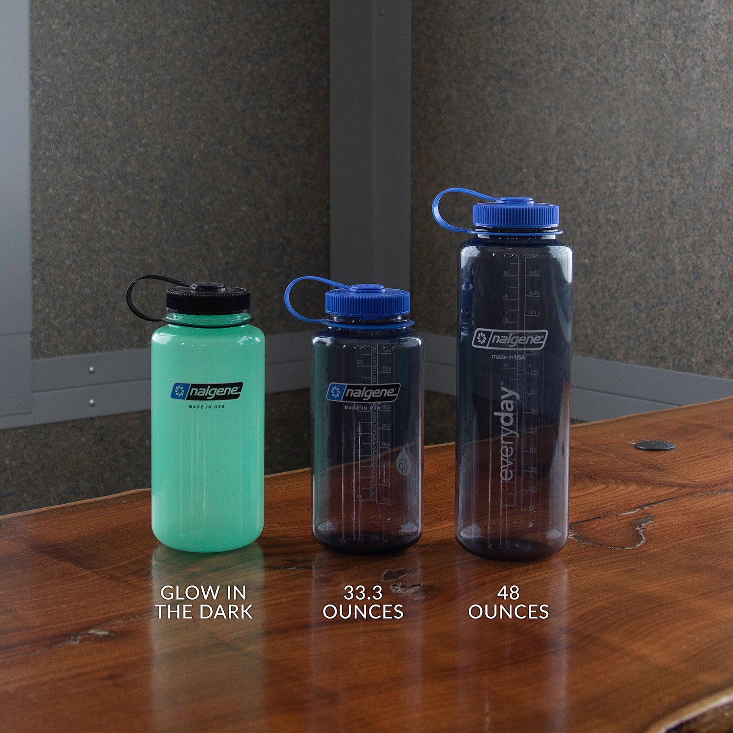 Nalgene Tritan Wide Mouth BPA-Free Water Bottle, Blue w/Black Cap, 32-Ounces